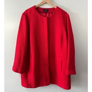 Talbots Red Woven Long Sleeve Snap Closure Coat Jacket Plus Size 20W